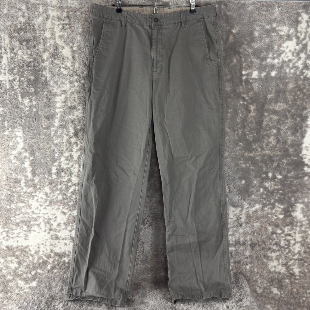 Woolrich Size 35x32 Flat Front Straight Leg Pants Gray Button Zip Casual